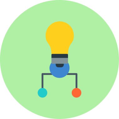 Fikir düz simgesi, fikir, ampul simgesi