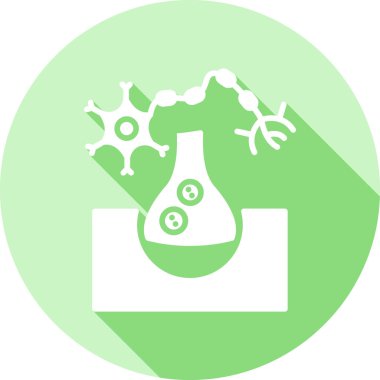 Kimyasal deney düz simgesi, vektör, illüstrasyon ve düz tasarım