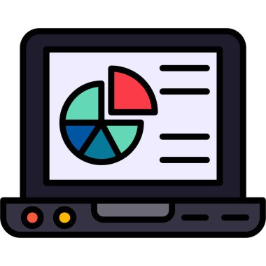 istatistiksel grafik vektör illüstrasyon tasarımlı dizüstü bilgisayar
