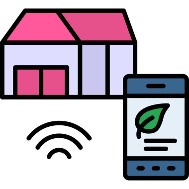 Akıllı telefon ikonlu kablosuz internet. akıllı ev akıllı telefon vektör simgesi rengi düz izole