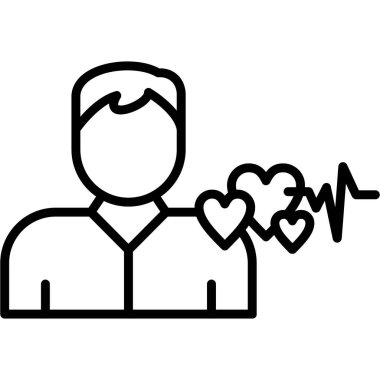 kalp bakımı vektör simgesi, satır tasarımı