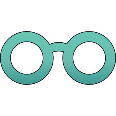 Gözlük ikonu. Beyaz üzerine izole edilmiş gözlük vektör simgesinin basit bir çizimi