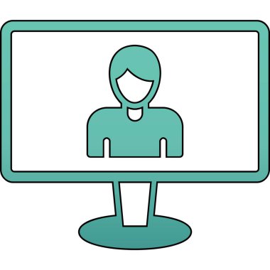 Bilgisayar ekranı simgesi. ana hat bilgisayar monitörü izleyici vektör renk izole tasarımı