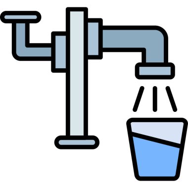 Musluk ve su ikonu vektör tasarımı