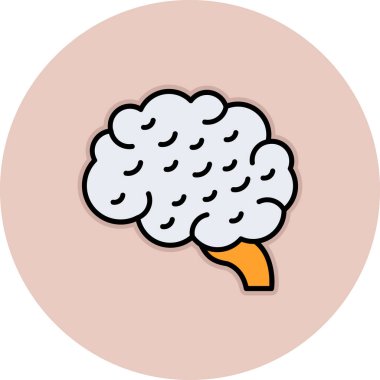 Beyin simgesi olan bir bulut. Daire dizaynında beynin düz çizimi. izole edilmiş