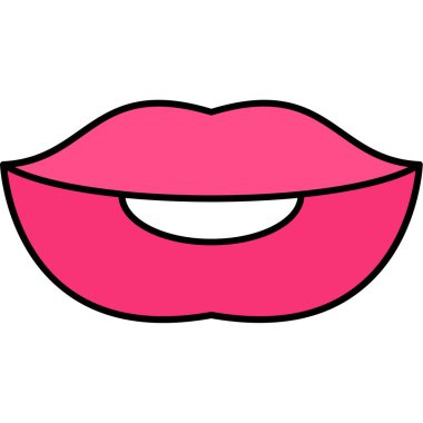 Pembe ve mavi çizgili çizgi film dudakları vektör çizimi tasarımı