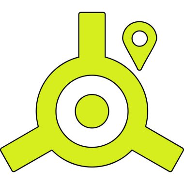 Harita konumu simgesi. Çizgi haritası konum vektör rengi düz izole