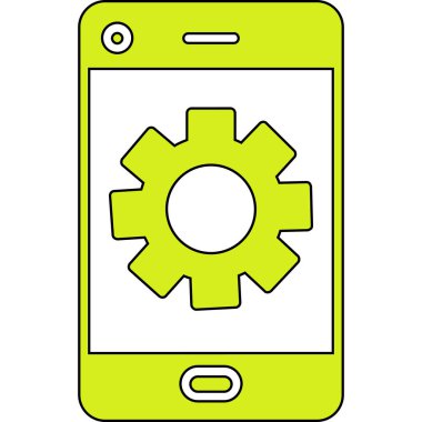 dişli simgesi olan akıllı telefon