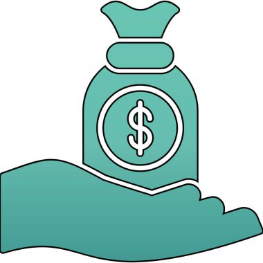 Para çantası simgesi renk ana hatları vektörü