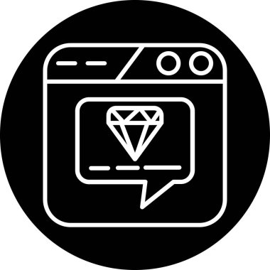 Baloncuk mesaj ikonlu elmas. Web için sohbet mesajı vektör simgesinin özet çizimi