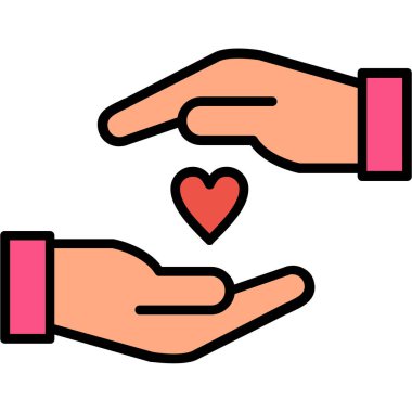 Eller ikon vektör illüstrasyonlu kalp