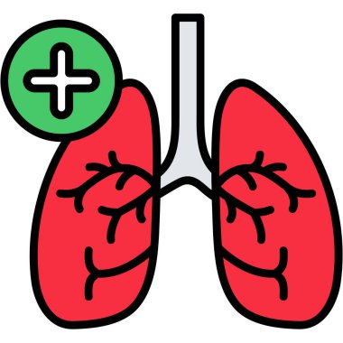 Akciğer ikonu. Web için akciğer vektör simgelerinin özet çizimi