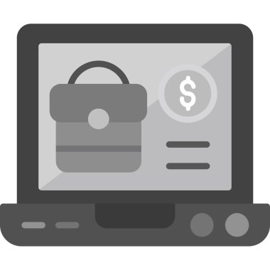 Dolar işareti simgesi olan dizüstü bilgisayar. vektör illüstrasyonu