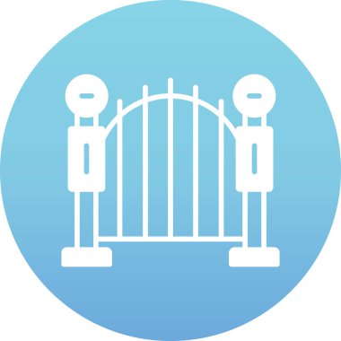 Beyaz arkaplanda izole edilmiş düz biçimli çit kapısı simgesi.