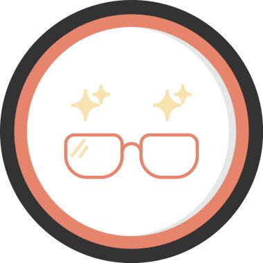 gözlük düz dairesel vektör simgesi.