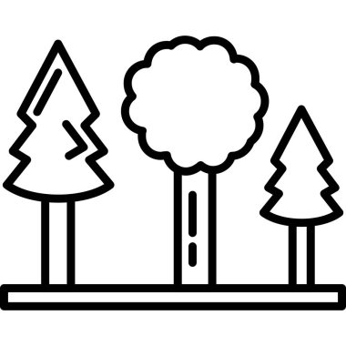 Ağaçlar ve ağaç simgesi. Web için ağaç vektör simgelerinin özet çizimi