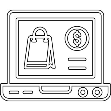 Set simgeleri vektör çizimi tasarımı ile çevrimiçi alışveriş