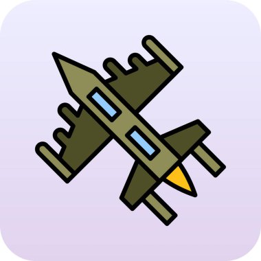 Askeri simge renkli çizginin vektör çizimi. Güzel ordu unsurları savaş ikonu unsurları için de kullanılabilir..