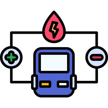 Araba aküsü ikonu. Taslak araba akü vektör rengi düz izole