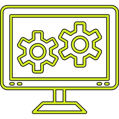 bilgisayar ve ayar simgesi. vektör illüstrasyonu