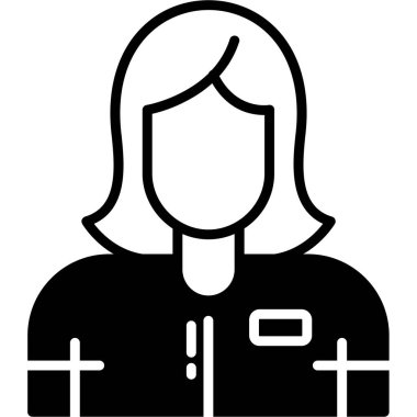 kadın avatar vektör çizimi, katı tasarım