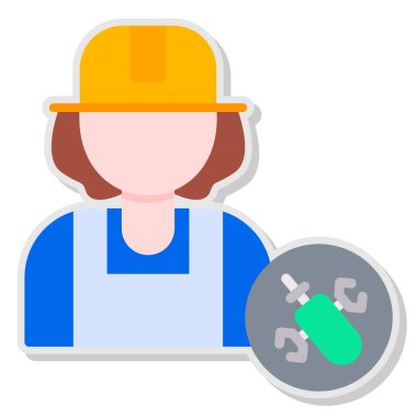 Düz dizayn edilmiş inşaat işçisi simgesi