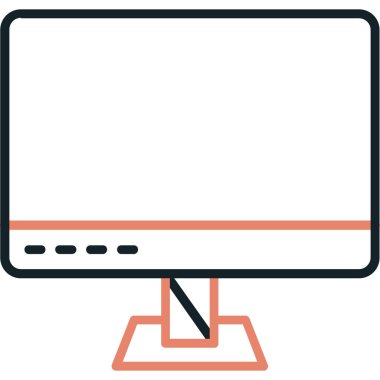 Ekran vektör simgesini izle. bicolor düz sembol, turuncu ve gri renkler, yuvarlak açılar, beyaz arkaplan.