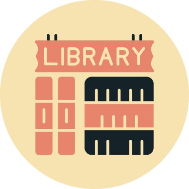 Kütüphane. Web simgesi basit illüstrasyon