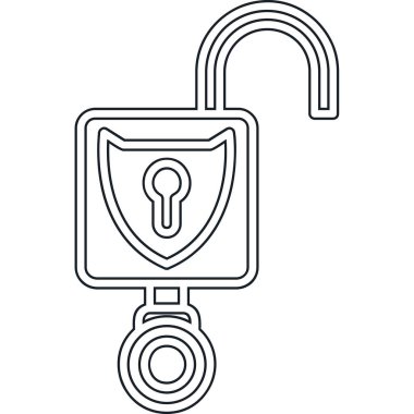 Asma kilit ve zincir simgesi. Taslak tarzı. vektör illüstrasyonu