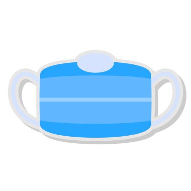 Mavi çaydanlık simgesi beyaz arkaplanda izole edilmiş çizgi film tarzında. şeffaf sembol