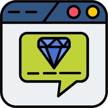 Elmas simgesi, vektör illüstrasyonu beyaz arkaplanda izole edildi