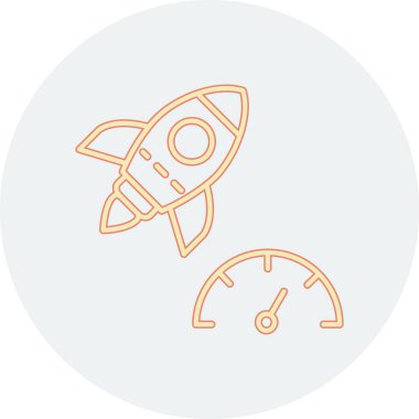 roket çizgi simgesi, vektör, illüstrasyon, roket işareti, konsept, doğrusal işaret.