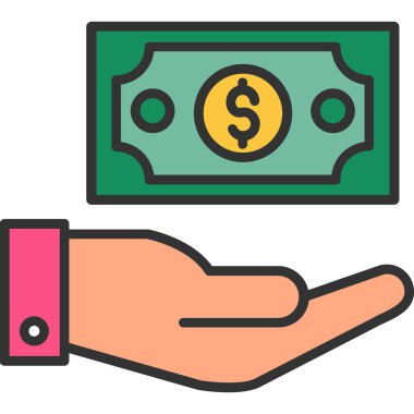 Dolar işareti vektör düz simgesi