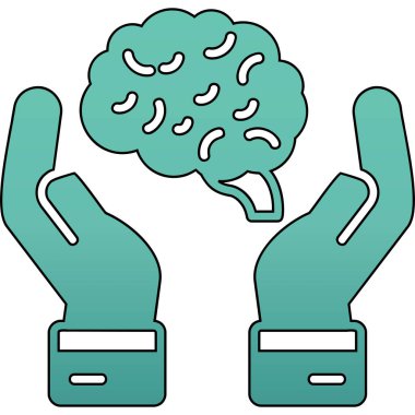 İki beyinli eller. vektör illüstrasyonu.