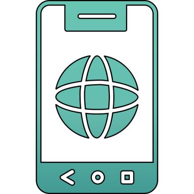 Konum iğnesi ve küresel vektör illüstrasyon tasarımlı akıllı telefon