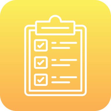 Liste vektör simgesi. biçim düz yuvarlak kare düğme, sarı ve gri simge, beyaz arkaplan