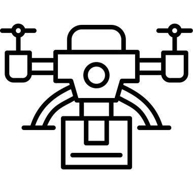 İnsansız hava aracı kamera ikonu ana hat vektörü. Dijital İHA. İnsansız hava aracı kamerası