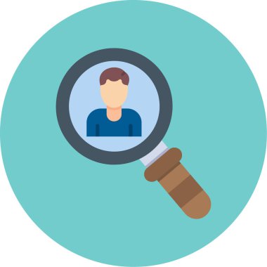 İnsan kaynakları izole edilmiş vektör ikonu tasarımı ile büyüteç, düzenlenebilir vuruş.