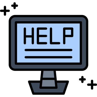 yardım web renk simgesi, vektör illüstrasyonu