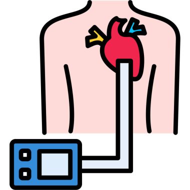 Kalp krizi ikonu, çizgi film tarzı.