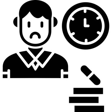 Süre bitiş simgesine sahip iş adamı ve vektör illüstrasyonu beyaz arkaplanda izole edildi