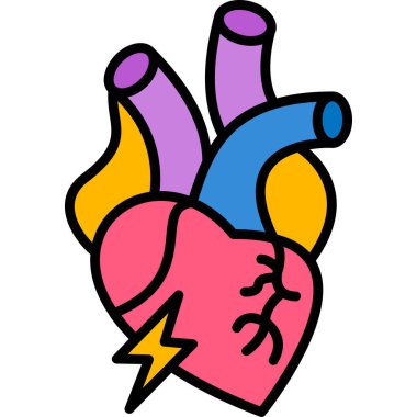 El ikonlu kalp. Aşk ve sevgililer günü vektör rengi düz izole