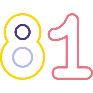 Beyaz arkaplanda renkli sayılar 80.