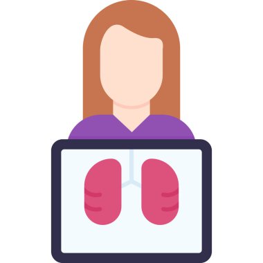 İnsan ciğerleri simgesi düz vektör