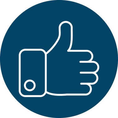 Başparmak vektör simgesi. biçim iki renkli düz ikonik semboldür, yuvarlak açılar, mavi renkler, beyaz renkler.