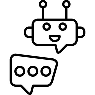 Robot sohbet simgesi ana hatları vektörü. Robot sohbeti. sohbet botu
