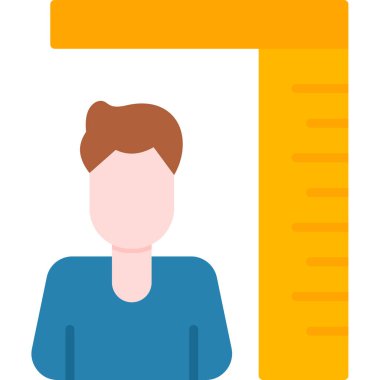 Büyük sarı bir kalem tutan adam, düz vektör simgesi