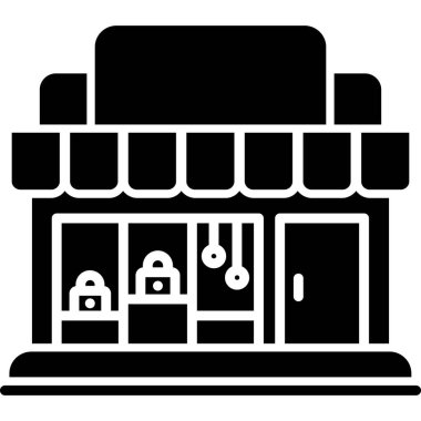 Dükkan binası ikonu. Web için AVM vektör sembolünün basit illüstrasyonu