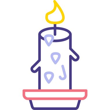 Mumlu doğum günü mumu simgesi, basit vektör illüstrasyonu