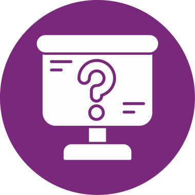 Soru işareti simgesi olan bilgisayar monitörü. vektör illüstrasyonu